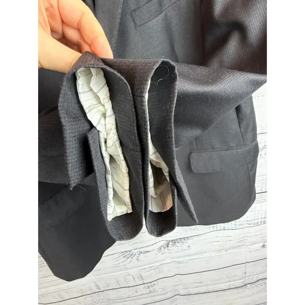 JOS. A. BANK RESERVE gray black check 100% wool mens jacket blazer 48L